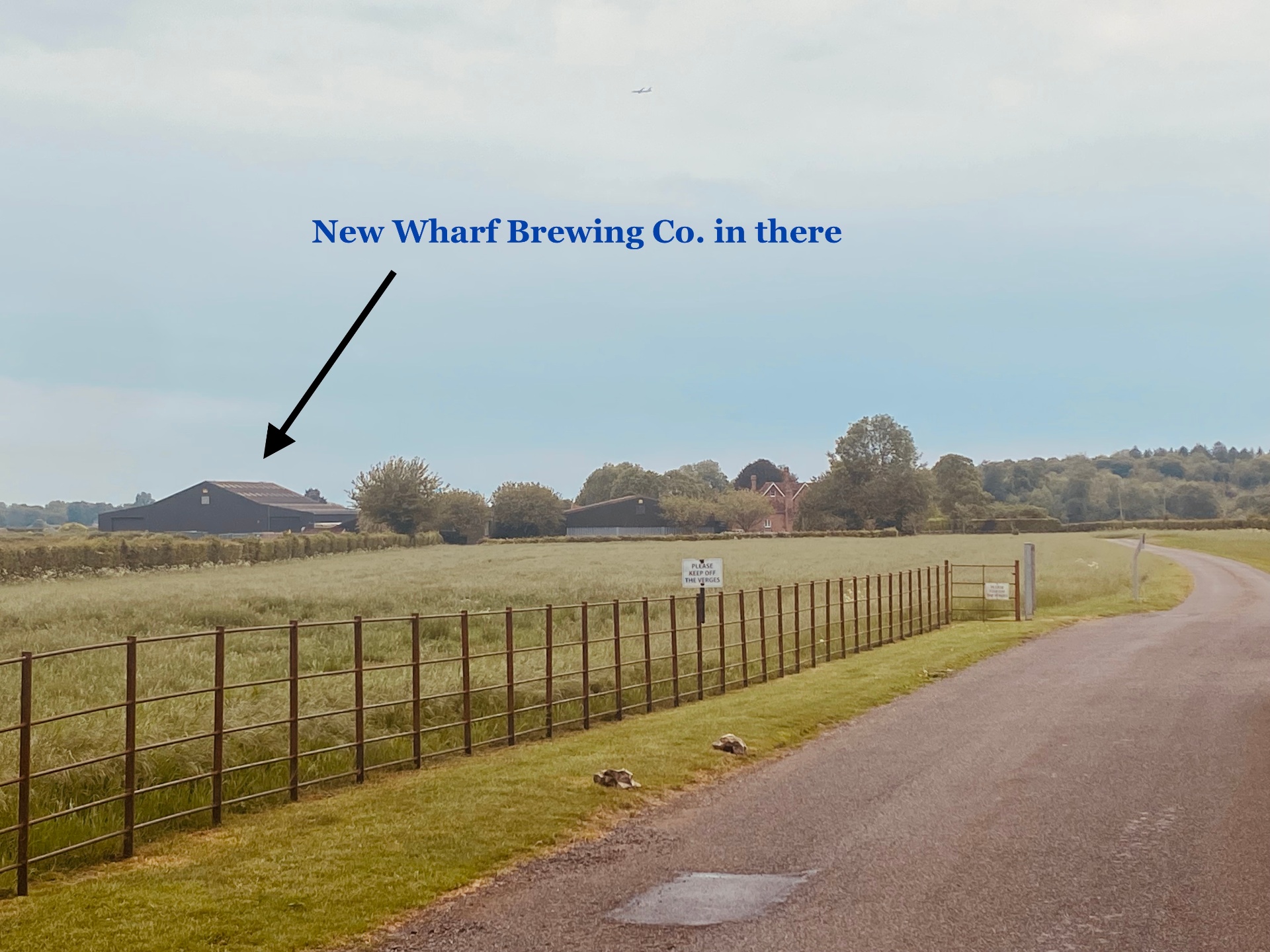 View across the field towards the New Wharf Brewing Co. site at Hyde Farm, Maidenhead